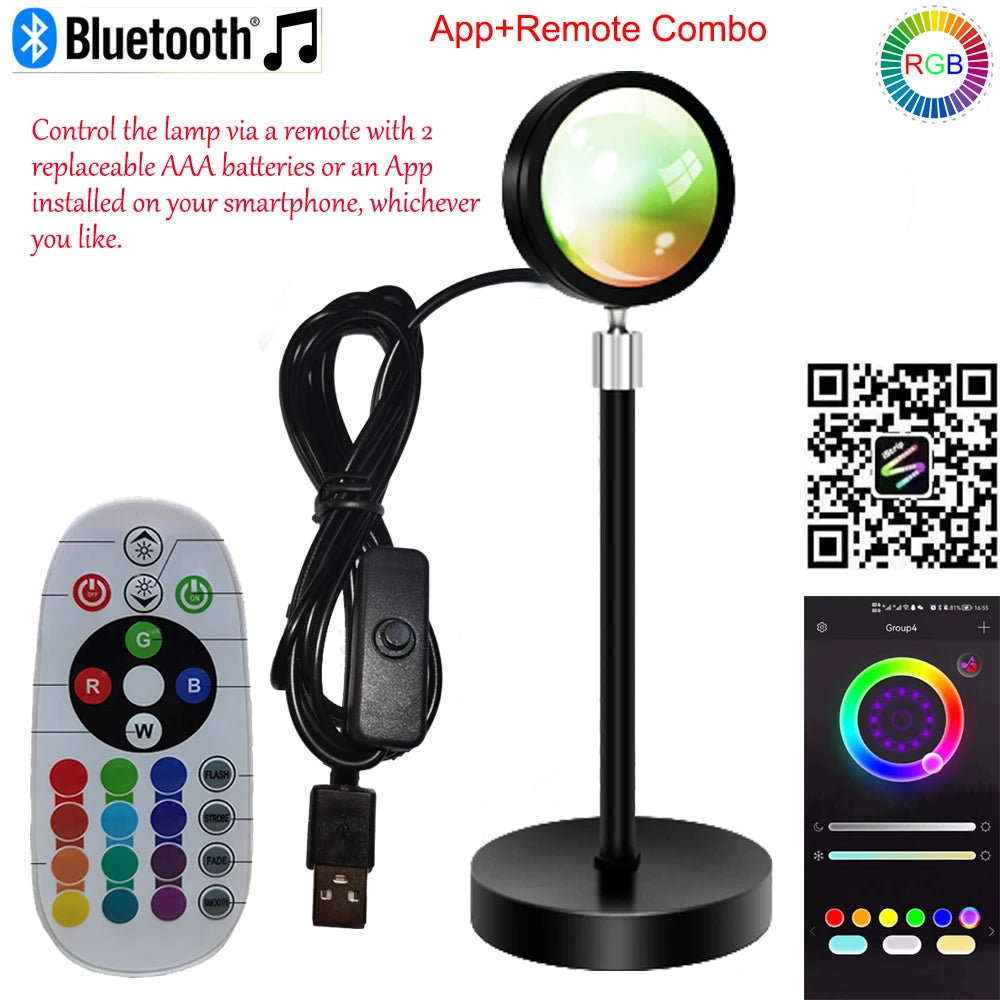 RGB sunset Projection Lamp - LED Mood Light with Remote