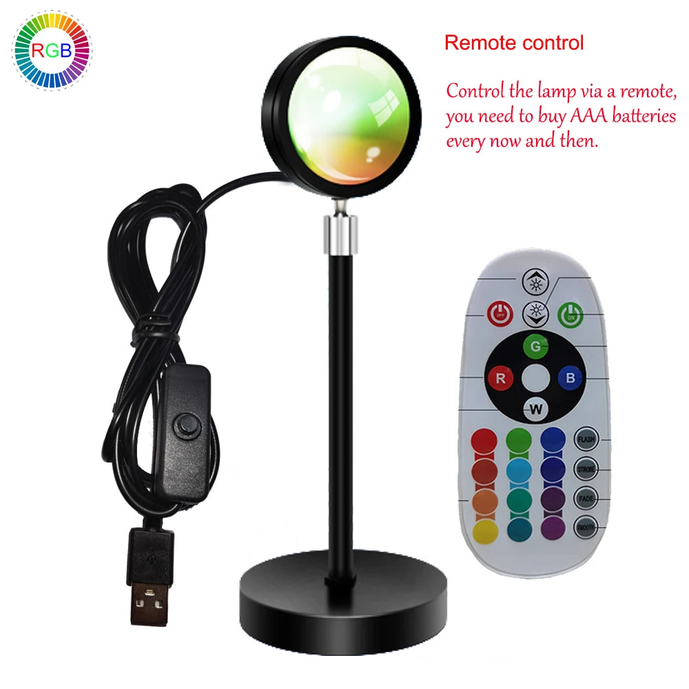 RGB sunset Projection Lamp - LED Mood Light with Remote